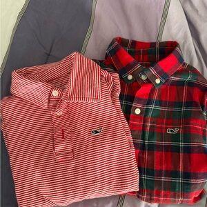 Vineyard Vines Kids Red Striped and Plaid Shirts